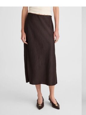 Madewell Satin Midi Slip Skirt in brown